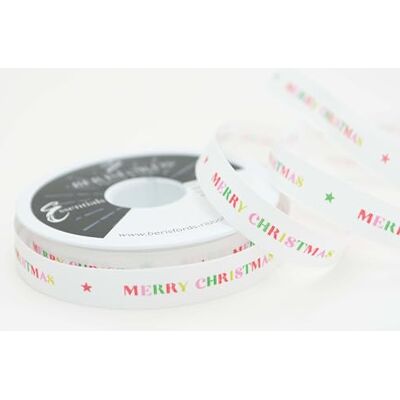 Berisfords Merry & Bright White/Multi 15mm x 20M Berisfords Merry & Bright White/Multi 15mm x 20M