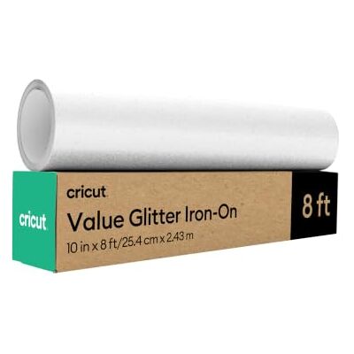 Cricut HTV Glitter Heat Transfer Vinyl 2.4 m White Sparkle Iron-On HTV Vinyl for Fabric, Perfect for Custom T-Shirts & DIY Clothing Cricut HTV Glitter Heat Transfer Vinyl 2.4 m White Sparkle Iron-On HTV Vinyl for Fabric, Perfect for Custom T-Shirts & DIY Clothing