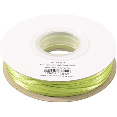 Creative Labs Satin Ribbon, Appel Green, 3mm x 100m Double-Sided Shine for Card Making, Scrapbooks, Gift Wrapping and Other Craft Projects,301002-5018 Creative Labs Satin Ribbon, Appel Green, 3mm x 100m Double-Sided Shine for Card Making, Scrapbooks, Gift Wrapping and Other Craft Projects,301002-5018