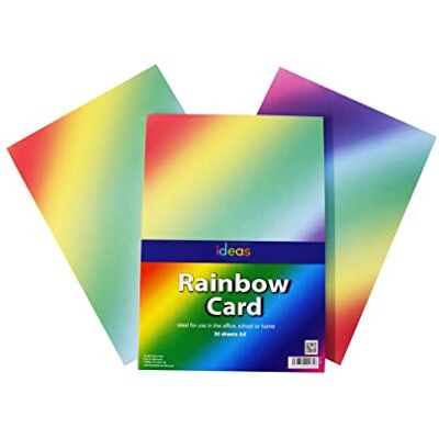Bright Ideas Rainbow Card. Sheet Size: A4 29.7cm x 21cm, Pack of 30 Sheets. 200gsm Stationery Paper and Cardstock for Arts and Crafts, Ideal for Schools, Home Crafting and Kids Scrapbooking. BI0172. Bright Ideas Rainbow Card. Sheet Size: A4 29.7cm x 21cm, Pack of 30 Sheets. 200gsm Stationery Paper and Cardstock for Arts and Crafts, Ideal for Schools, Home Crafting and Kids Scrapbooking. BI0172.