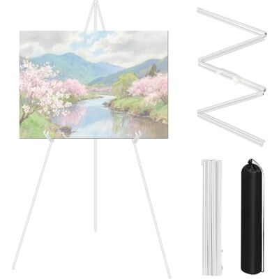 Woobroo Display Easel Stand for Wedding Sign, 160CM Collapsible Tripod Easel for Wedding Banners, Painting Canvas, Posters with Adjustable Plastic Clips & Carry Bag (white) Woobroo Display Easel Stand for Wedding Sign, 160CM Collapsible Tripod Easel for Wedding Banners, Painting Canvas, Posters with Adjustable Plastic Clips & Carry Bag (white)