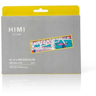 HIMI Watercolour Kit 36 Colours in Half-Pans Plus Waterbrush, Plastic Case, Pigments, Gum Arabic, Painting Set for Artist, Art Kit Material, Sketching, Paint Art, Travel Accessories, Lightfast Paints HIMI Watercolour Kit 36 Colours in Half-Pans Plus Waterbrush, Plastic Case, Pigments, Gum Arabic, Painting Set for Artist, Art Kit Material, Sketching, Paint Art, Travel Accessories, Lightfast Paints