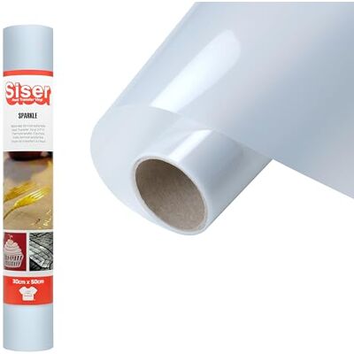 SISER ® Sparkle Glass, 30 cm x 0.5 m, Heat Transfer Vinyl with Glossy Glitter Effect for Personalization Fabrics, Clothing and Accessories, Creative Hobbies, Easy to Cut SISER ® Sparkle Glass, 30 cm x 0.5 m, Heat Transfer Vinyl with Glossy Glitter Effect for Personalization Fabrics, Clothing and Accessories, Creative Hobbies, Easy to Cut