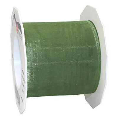 PRÄSENT Organza Ribbon, Polyester, Olive, 72mm-25m PRÄSENT Organza Ribbon, Polyester, Olive, 72mm-25m