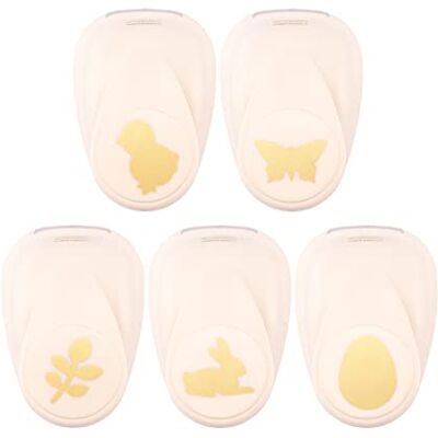Creative Labs Craft Paper Punch Easter 5 Pcs Various Sizes Circle Cutter for Crafting and Card Making Rabbit, Egg, Leaf, Little Chick, Butterfly, Ivory Creative Labs Craft Paper Punch Easter 5 Pcs Various Sizes Circle Cutter for Crafting and Card Making Rabbit, Egg, Leaf, Little Chick, Butterfly, Ivory