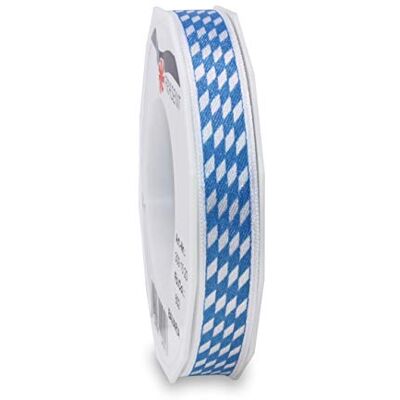 PRÄSENT Bavaria Printed Satin Ribbon White-Blue 15 mm Width, 20 m Length PRÄSENT Bavaria Printed Satin Ribbon White-Blue 15 mm Width, 20 m Length
