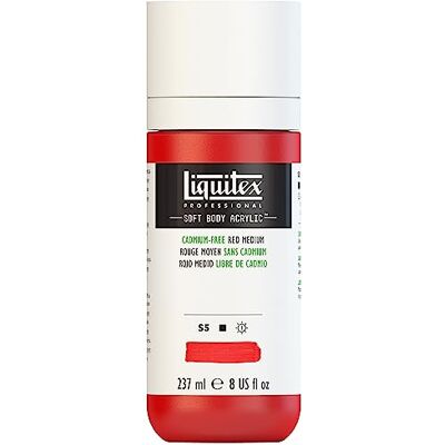Liquitex 1923894 Professional Acrylic Paint Soft Body Artist Paint in Creamy Opaque Consistency, High Pigmentation, Lightfast & Age-Resistant, 237 ml Bottle Cadmium Red Medium Liquitex 1923894 Professional Acrylic Paint Soft Body Artist Paint in Creamy Opaque Consistency, High Pigmentation, Lightfast & Age-Resistant, 237 ml Bottle Cadmium Red Medium