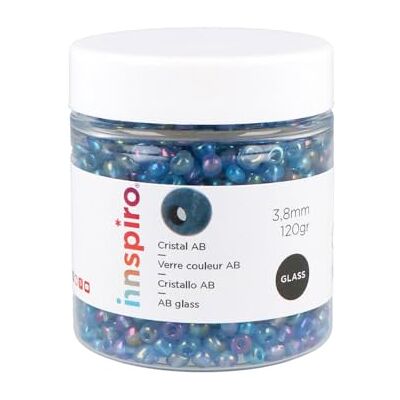 INNSPIRO Children's Blue Aurora Borealale Round Glass Rock 3.8mm 6/0 120g INNSPIRO Children's Blue Aurora Borealale Round Glass Rock 3.8mm 6/0 120g