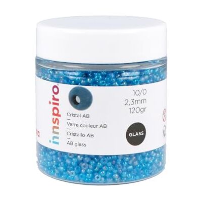 INNSPIRO Children's Blue Aurora Borealale Round Glass Rock 2.3mm 10/0 120g INNSPIRO Children's Blue Aurora Borealale Round Glass Rock 2.3mm 10/0 120g