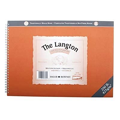 Daler Rowney Daler-Rowney The Langton Cold-Pressed 425gsm 12 x 9in Watercolour Paper in a Spiral Pad, Acid-free, 12 Natural White Sheets, Ideal for Professional Artists Daler Rowney Daler-Rowney The Langton Cold-Pressed 425gsm 12 x 9in Watercolour Paper in a Spiral Pad, Acid-free, 12 Natural White Sheets, Ideal for Professional Artists
