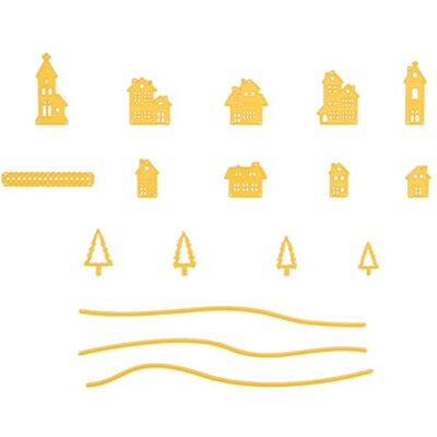 Nellie's Choice Cutting, Village Shape Die, 4 x 4 cm, 1.8 x 3.4 cm, 7.2 x 1.3 cm, 22 cm, Card Making Supplies, Metal Dies for Scrapbooking, DIY and Paper Crafts, Yellow, 40x40 / 18x34 / 72x13 / 220mm Nellie's Choice Cutting, Village Shape Die, 4 x 4 cm, 1.8 x 3.4 cm, 7.2 x 1.3 cm, 22 cm, Card Making Supplies, Metal Dies for Scrapbooking, DIY and Paper Crafts, Yellow, 40x40 / 18x34 / 72x13 / 220mm