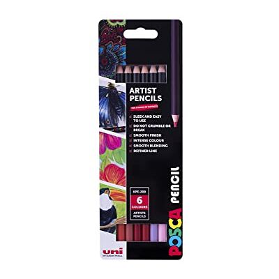 Posca KPE-200 Oil and Wax Colouring Pencils. Premium Tough Nib for Arts and Crafts. Multi Surface Use On Wood, Fabric, Paper, Cardboard, & Canvas. Perfect for Creative Drawing. Set of 6 Mystic Colours Posca KPE-200 Oil and Wax Colouring Pencils. Premium Tough Nib for Arts and Crafts. Multi Surface Use On Wood, Fabric, Paper, Cardboard, & Canvas. Perfect for Creative Drawing. Set of 6 Mystic Colours