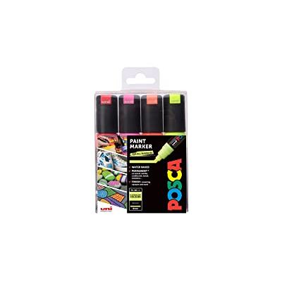 Posca PC-8K Broad Bullet Tip Acrylic Paint Marker Pens, 4 Fluorescent Colours, For All Surfaces (Pack of 4 Pens) Posca PC-8K Broad Bullet Tip Acrylic Paint Marker Pens, 4 Fluorescent Colours, For All Surfaces (Pack of 4 Pens)