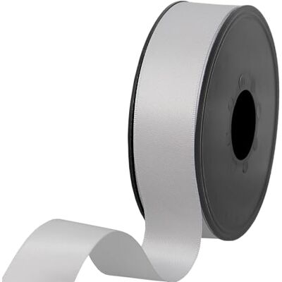 Les Petits Rubans 100% Polyester Double Sided Satin Ribbon for Weddings, Gift Wrapping, Floral Arrangements, Crafts, Cakes, Bows, Decorations, 25mm x 25m, Light Grey Les Petits Rubans 100% Polyester Double Sided Satin Ribbon for Weddings, Gift Wrapping, Floral Arrangements, Crafts, Cakes, Bows, Decorations, 25mm x 25m, Light Grey