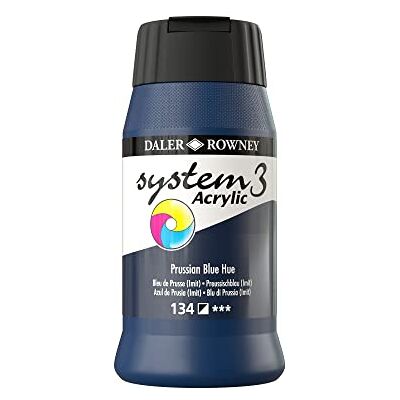 Daler Rowney Daler-Rowney System3 Acrylic Paint, Plastic Pot, 16.91oz 500 ml, Prussian Blue Hue Daler Rowney Daler-Rowney System3 Acrylic Paint, Plastic Pot, 16.91oz 500 ml, Prussian Blue Hue