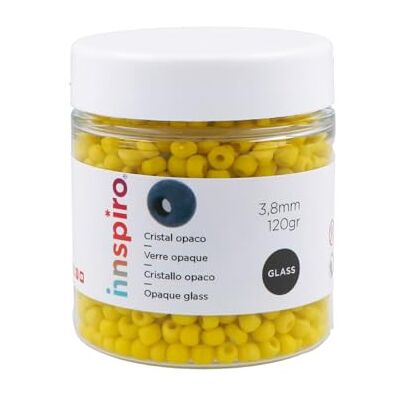 INNSPIRO Round Glass Rock Opaque Yellow 3.8mm 6/0 120g INNSPIRO Round Glass Rock Opaque Yellow 3.8mm 6/0 120g