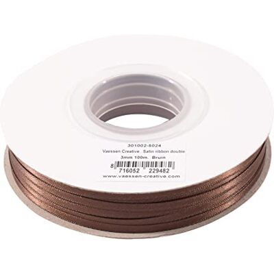Creative Labs Satin Ribbon, Brown, 3mm x 100m Double-Sided Shine for Card Making, Scrapbooks, Gift Wrapping and Other Craft Projects Creative Labs Satin Ribbon, Brown, 3mm x 100m Double-Sided Shine for Card Making, Scrapbooks, Gift Wrapping and Other Craft Projects