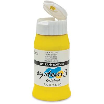 Daler Rowney Daler-Rowney System3 Acrylic Paint, Plastic Pot, 16.91oz 500 ml, Lemon Yellow Daler Rowney Daler-Rowney System3 Acrylic Paint, Plastic Pot, 16.91oz 500 ml, Lemon Yellow