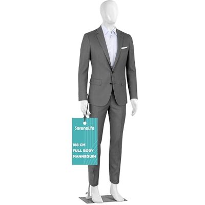 SereneLife Male Mannequin Torso Dress Form, 185cm Detachable Adjustable Full Body Stand for Displaying Clothes, Sewing, and Tailoring, Model, Durable Metal Base, Easy Assembly SereneLife Male Mannequin Torso Dress Form, 185cm Detachable Adjustable Full Body Stand for Displaying Clothes, Sewing, and Tailoring, Model, Durable Metal Base, Easy Assembly