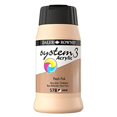 Daler Rowney Daler-Rowney System3 Acrylic Paint, Plastic Pot, 16.91oz 500 ml, Peach Pink Daler Rowney Daler-Rowney System3 Acrylic Paint, Plastic Pot, 16.91oz 500 ml, Peach Pink