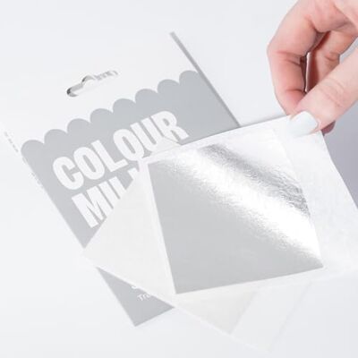 Colour Mill Edible Silver Leaf for Baking Decorating Cakes Chocolates Cookies and Desserts 8cm 5 Sheets Colour Mill Edible Silver Leaf for Baking Decorating Cakes Chocolates Cookies and Desserts 8cm 5 Sheets