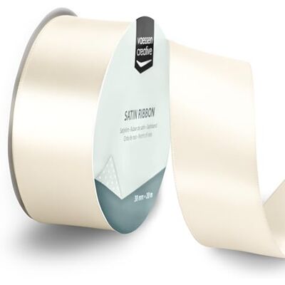 Creative Labs Satin Ribbon Antique White 65.6 ft x 1.5" Thin Ribbon for Gift Wrapping and Crafting, 20m x 38mm Creative Labs Satin Ribbon Antique White 65.6 ft x 1.5" Thin Ribbon for Gift Wrapping and Crafting, 20m x 38mm
