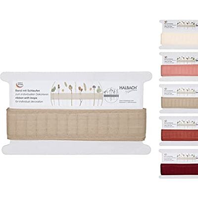 Halbach Seidenbänder Woven Ribbon with Loops 43 mm x 6 m for Decorating with Dried Flowers or Branches, Gift Ribbon for Dried Flowers, Ribbon for Wreaths with Dried Flowers, Colour: Linen Halbach Seidenbänder Woven Ribbon with Loops 43 mm x 6 m for Decorating with Dried Flowers or Branches, Gift Ribbon for Dried Flowers, Ribbon for Wreaths with Dried Flowers, Colour: Linen