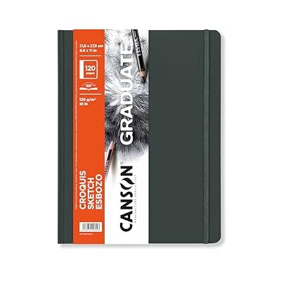 Canson Graduate Hardbound Sketch Book, 120gsm 21.6 x 27.9cm, Light Grain Paper, 52 White Sheets, for Artist Students Canson Graduate Hardbound Sketch Book, 120gsm 21.6 x 27.9cm, Light Grain Paper, 52 White Sheets, for Artist Students