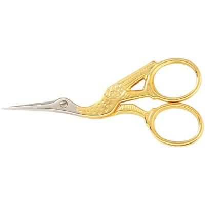 Fiskars Gingher Stork Embroidery Scissors and Leather Sheath 3.5" Craft Scissors for Fabric, Thread, and Needlework Yarn Cutting Gold Fiskars Gingher Stork Embroidery Scissors and Leather Sheath 3.5" Craft Scissors for Fabric, Thread, and Needlework Yarn Cutting Gold