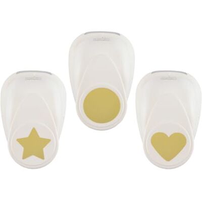 Creative Labs Craft Punch Set 3 Pcs Circle, Heart, Star for Paper Crafts, Card Making and Scrapbooking, White-Gold Creative Labs Craft Punch Set 3 Pcs Circle, Heart, Star for Paper Crafts, Card Making and Scrapbooking, White-Gold