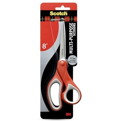 Scotch Multi-Purpose Stainless Steel Scissors, 8 Inches, Red & Gray, Great for Home, School and Office Scotch Multi-Purpose Stainless Steel Scissors, 8 Inches, Red & Gray, Great for Home, School and Office