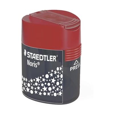 STAEDTLER Pencil Sharpener Double-Hole Tub for Graphite & Colouring Pencils Noris Star Design Pack of 10, 512 188 STAEDTLER Pencil Sharpener Double-Hole Tub for Graphite & Colouring Pencils Noris Star Design Pack of 10, 512 188