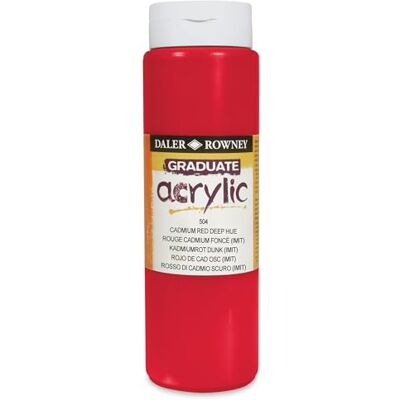 Daler Rowney Daler-Rowney Graduate Acrylic Paint, Plastic Bottle, 16.91oz 500 ml, Cadmium Red Deep Hue Daler Rowney Daler-Rowney Graduate Acrylic Paint, Plastic Bottle, 16.91oz 500 ml, Cadmium Red Deep Hue