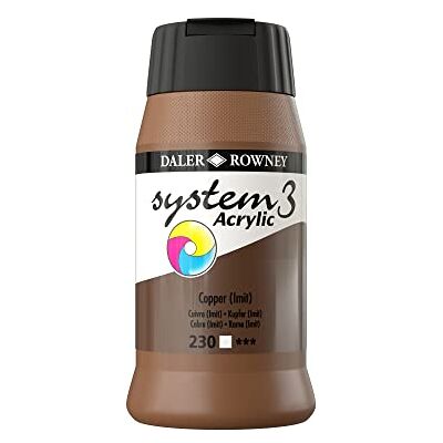 Daler Rowney Daler-Rowney System3 Acrylic Paint, Plastic Pot, 16.91oz 500 ml, Copper Imitation Daler Rowney Daler-Rowney System3 Acrylic Paint, Plastic Pot, 16.91oz 500 ml, Copper Imitation