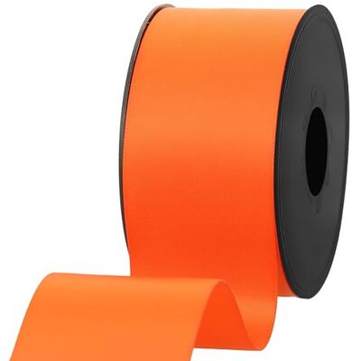 Les Petits Rubans 100% Polyester Double Sided Satin Ribbon for Weddings, Gift Wrapping, Floral Arrangements, Crafts, Cakes, Bows, Decorations, 50mm x 25m, Orange Les Petits Rubans 100% Polyester Double Sided Satin Ribbon for Weddings, Gift Wrapping, Floral Arrangements, Crafts, Cakes, Bows, Decorations, 50mm x 25m, Orange