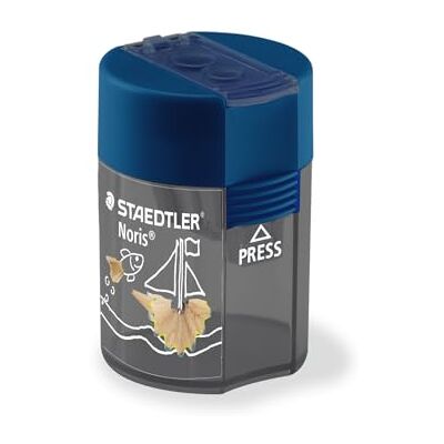 STAEDTLER Pencil Sharpener Double-Hole Tub for Graphite & Colouring Pencils Noris Ocean Design Pack of 10, 512 003 STAEDTLER Pencil Sharpener Double-Hole Tub for Graphite & Colouring Pencils Noris Ocean Design Pack of 10, 512 003