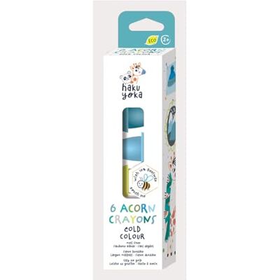 Haku Yoka 6 Acorn Crayons Cold Theme, Super Durable and Easy to Grip Mess Free Crayons for Ages 2+, Natural Beeswax & Organic Mineral, Certified Safe Crayons Haku Yoka 6 Acorn Crayons Cold Theme, Super Durable and Easy to Grip Mess Free Crayons for Ages 2+, Natural Beeswax & Organic Mineral, Certified Safe Crayons