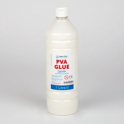 Baker Ross FN137 Extra Strong PVA Glue Medium 1 Litre, PVA for Schools, Teaching Supplies, Multipurpose Glue for Wood, Paper Card Baker Ross FN137 Extra Strong PVA Glue Medium 1 Litre, PVA for Schools, Teaching Supplies, Multipurpose Glue for Wood, Paper Card
