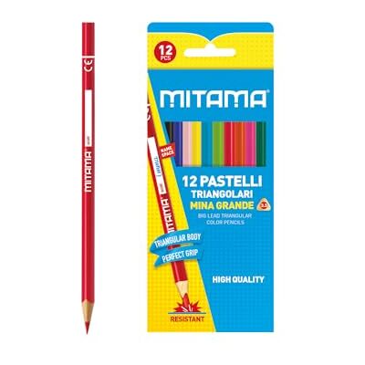 Mitama Lacquered Triangular Coloured Crayons Case of 12 Pieces High Quality Crayons for Drawing, Coloring, Creating Large Lead 3.3 mm School Crayons, School Colours Mitama Lacquered Triangular Coloured Crayons Case of 12 Pieces High Quality Crayons for Drawing, Coloring, Creating Large Lead 3.3 mm School Crayons, School Colours