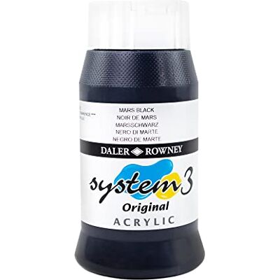 Daler Rowney Daler-Rowney System3 Acrylic Paint, Plastic Pot, 16.91oz 500 ml, Mars Black Daler Rowney Daler-Rowney System3 Acrylic Paint, Plastic Pot, 16.91oz 500 ml, Mars Black