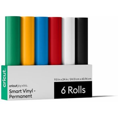 Cricut Smart Vinyl Permanent, Sampler, 9.5 in x 24 in Bulk (6), for Decals, Journals, Labels, Scrapbook, Water Bottle Cricut Smart Vinyl Permanent, Sampler, 9.5 in x 24 in Bulk (6), for Decals, Journals, Labels, Scrapbook, Water Bottle
