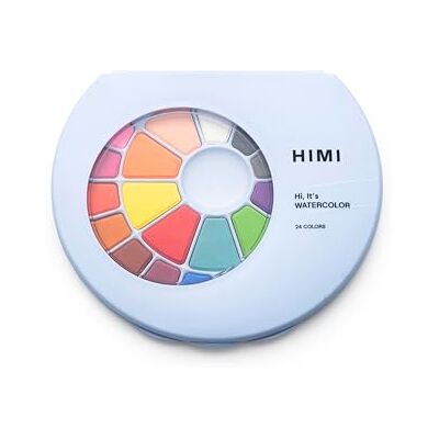HIMI Solid Watercolour Set 24 Colours in Pans, Brush, Blue Case, Opens Like Makeup Palette, School Art, Teen Sketching, Bold Experiments, Watercolor Supplies Kit, Portable, Beginner Hobby, Gift HIMI Solid Watercolour Set 24 Colours in Pans, Brush, Blue Case, Opens Like Makeup Palette, School Art, Teen Sketching, Bold Experiments, Watercolor Supplies Kit, Portable, Beginner Hobby, Gift