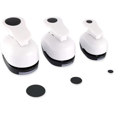 Paperfuel Circle Punch Set, Hole Punch, Hole Puncher for Crafts, Black White Look, 8, 16 and 25 mm, 3 Pieces, up to 220 GSM, for Papercraft, Scrapbook Accessories, Card Making Supplies, Gift Tags Paperfuel Circle Punch Set, Hole Punch, Hole Puncher for Crafts, Black White Look, 8, 16 and 25 mm, 3 Pieces, up to 220 GSM, for Papercraft, Scrapbook Accessories, Card Making Supplies, Gift Tags