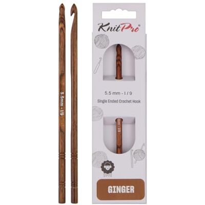 KNITPRO Ginger Single Ended Crochet Hook 5.50mm KNITPRO Ginger Single Ended Crochet Hook 5.50mm