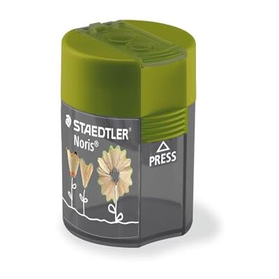 STAEDTLER Pencil Sharpener Double-Hole Tub for Graphite & Colouring Pencils Noris Flower Design Pack of 10, 512 004 STAEDTLER Pencil Sharpener Double-Hole Tub for Graphite & Colouring Pencils Noris Flower Design Pack of 10, 512 004