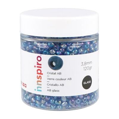 INNSPIRO Round Glass Rock Aurora boreale Blue Cyan 3.8mm 6/0 120g INNSPIRO Round Glass Rock Aurora boreale Blue Cyan 3.8mm 6/0 120g
