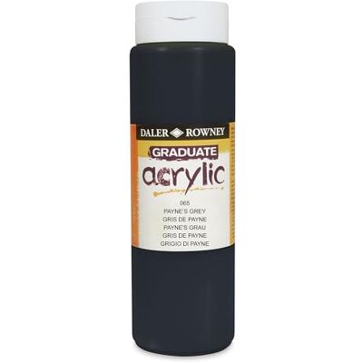 Daler Rowney Daler-Rowney Graduate Acrylic Paint, Plastic Bottle, 16.91oz 500 ml, Payne's Grey Daler Rowney Daler-Rowney Graduate Acrylic Paint, Plastic Bottle, 16.91oz 500 ml, Payne's Grey