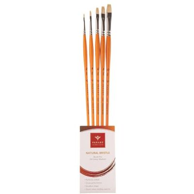 Pan Art 5-Piece Natural Bristle Brush Set No. 02-10 – Versatile Artist Brushes for Oil Paints – Studio-Quality Painting Tool Painting Set for Beginners & Professionals Pan Art 5-Piece Natural Bristle Brush Set No. 02-10 – Versatile Artist Brushes for Oil Paints – Studio-Quality Painting Tool Painting Set for Beginners & Professionals