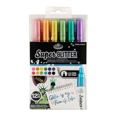 Royal & Langnickel 12pc SUPER GLITTER 1mm Markers Royal & Langnickel 12pc SUPER GLITTER 1mm Markers