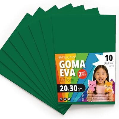 OFITURIA Eva Rubber for School and Creative Crafts, Coloured Foam Sheets for DIY Projects, Art, Children's Decoration, Scrapbooking, Craft Designs 20 x 30 cm (Dark Green, 10 Pcs) OFITURIA Eva Rubber for School and Creative Crafts, Coloured Foam Sheets for DIY Projects, Art, Children's Decoration, Scrapbooking, Craft Designs 20 x 30 cm (Dark Green, 10 Pcs)